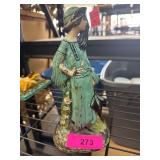 Painted Cast Iron Woman Figurine Door Stop