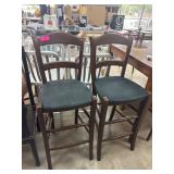 Wooden Bar Stools with Black Cushions