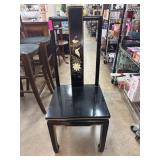 Black Lacquered Chair with Floral Inlay Detail
