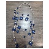 Blue Beaded Necklace and Earrings Set