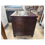 Dark Wood Cabinet With Hinged Doors