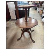 Two-Tier Wooden Accent Table with Tripod Base