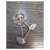 Sterling Silver Rose Pin, 10.7g
