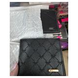Black Leather Wallets with Textured Design