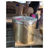 Gold-Colored Ice Bucket With Lid and Handle