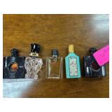 Five Miniature Designer Perfume Bottles