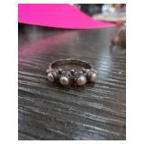 Sterling Silver Ring With Pearl Accents