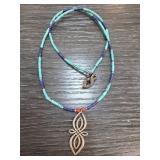 Sterling Silver Pendant Beaded Necklace