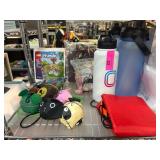 Items Including LEGO and Water Bottles