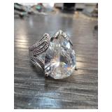 Sterling Silver Ring with Large Clear Stone