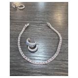 Pink Stone Bracelet and Hoop Earrings Set