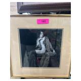 Framed Vintage-Style Nude Woman Print