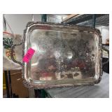 Silver-Plated Serving Tray With Ornate Design
