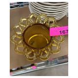 Amber Glass Holder with Reticulated Rim