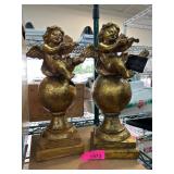 Robert Stanley Gold Cherub Figurine Pair