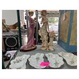 Porcelain Figurines and Limoges Dish Set