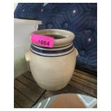Handcrafted Jug by Jugtown Pottery with Blue Bands