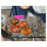 Decorative Metal Tray With Stone Eggs