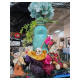 Ceramic Vase with Faux Flowers and Decorative Clow