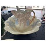 Floral Ceramic Pitcher With Matching Bowl