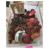 Pinecones and Wooden Snowman Decor