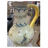 Hand-Painted Ceramic Pitcher with Bird Motif