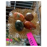 Decorative Stone Eggs in Cut Glass Dish