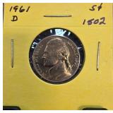 1961-D Jefferson Nickel in Holder
