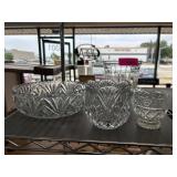 Clear Cut Glass Bowls and Vase