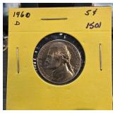 1960-D Jefferson Nickel in Display Holder