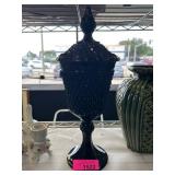 Black Glass Lidded Pedestal Compote