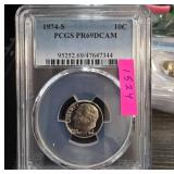1974-S PCGS PR69DCAM Roosevelt Dime