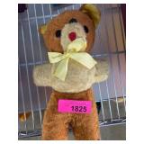 Stuffed Brown and Cream Bear with Yellow Bow