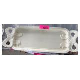 Decorative White Tray With Bow Accents