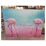 Canvas Art Featuring Flamingos on a Beach