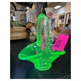 Uranium Glass Basket with Handle