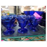 A. Hocking Six Cobalt Blue Glass Dessert Cups