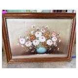 Original Floral Still Life Painting in Wooden Fram