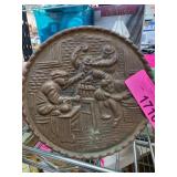 Brass Wall Pocket With Tavern Scene
