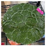 Olfaire Majolica Made in Portugal Green Leaf Plate