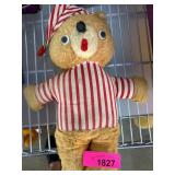 Vintage Plush Bear with Striped Outfit