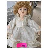 Porcelain Doll With Glassware Lot