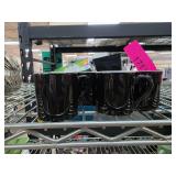 6 Black Ceramic Mugs