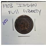 1903 Indian Head Cent ' Full Liberty