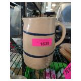 Stoneware Pitcher with Blue Band Design