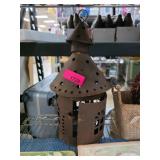Rustic Metal Lantern with Star Cutouts