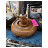 Carved Wooden Candle Holder with Four Feet