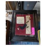 Framed Folk Art Fabric Bird Display