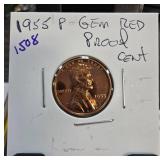 1955-P Lincoln Gem Red Proof Cent Coin