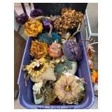 Fabric and Faux Floral Pumpkins